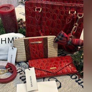 BRAHMIN SET SRIRACHA WESTLAKE RED PURSE WALLET SET